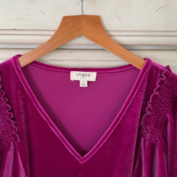 Vici Magenta Velvet Victorian Babydoll Top - Picture 3 of 4